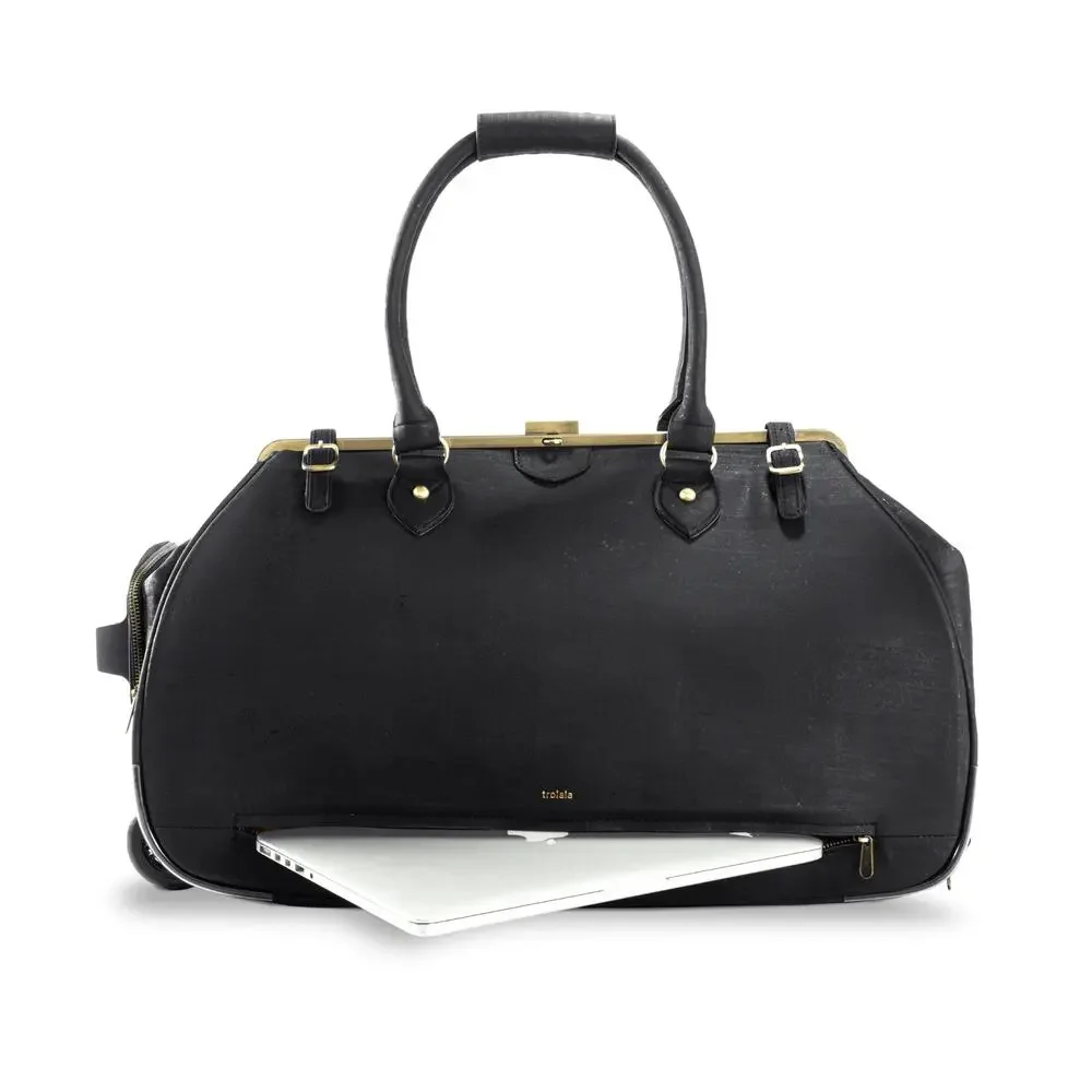 $568 Laflore Paris Trolala Carry-on Bag Cognac Color Cork Brass + Packing Cubes